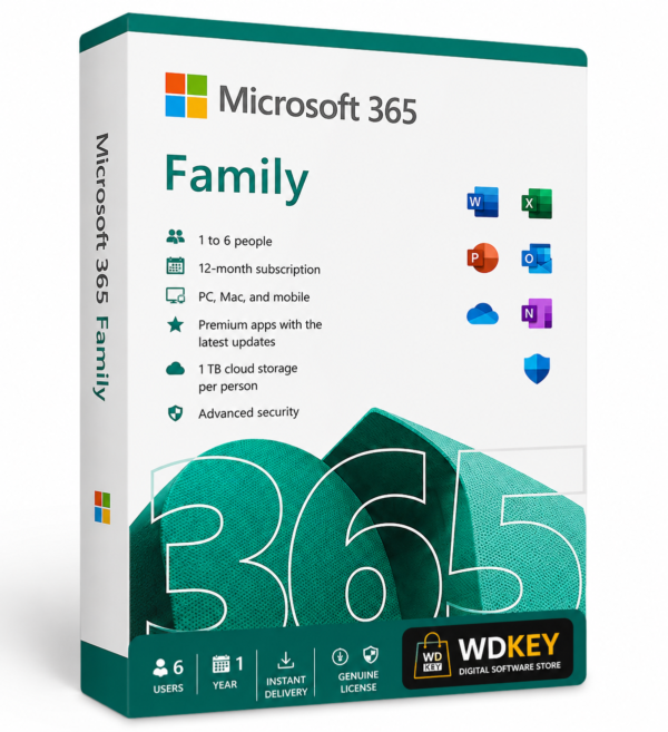 Microsoft 365 Family Key 1 Year 6 Users | WDKey