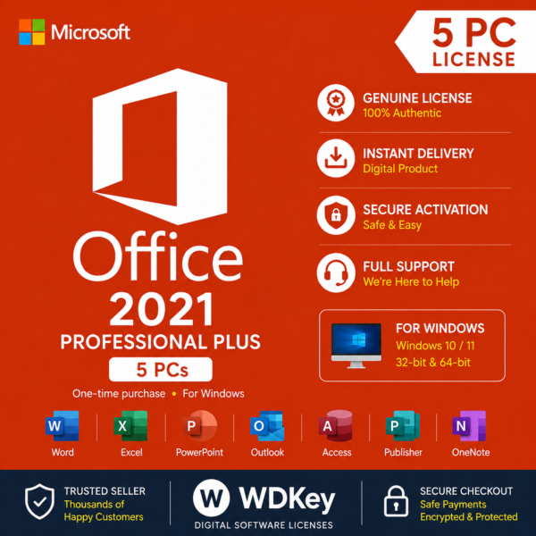 Office 2021 Professional Plus Activation Key 5 PCs product image by WDKey