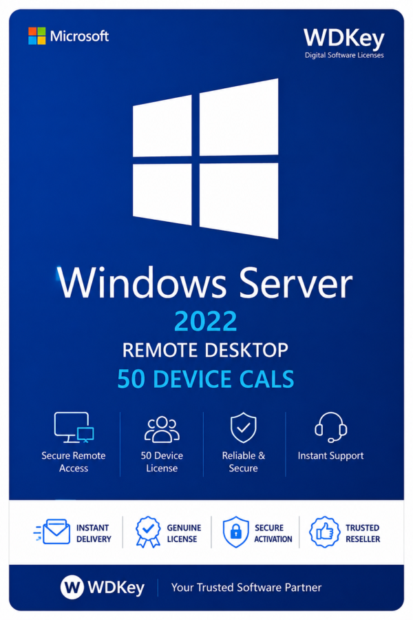 Microsoft Windows Server 2022 RDS CALs 50 Device License product image by WDKey