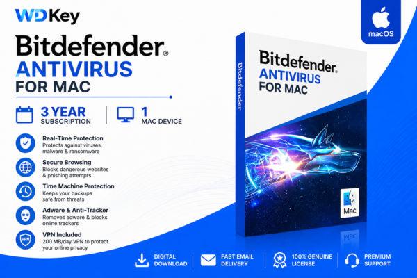 Bitdefender Antivirus for Mac 3 Year 1 Device product image by WDKey